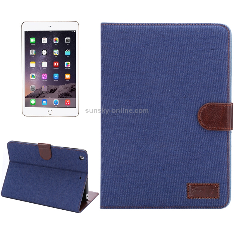 Denim Texture Leather Case with Card Slots & Holder & Sleep Function for iPad mini 3 / mini 2 Retina(Dark Blue) Denim Texture Leather Case with Card Slots & Holder & Sleep Function for iPad mini 3 / mini 2 Retina(Dark Blue)