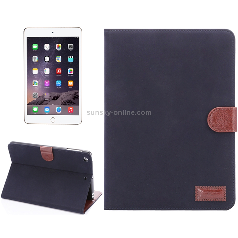 Canvas Texture Leather Case with Holder & Card Slots & Sleep Function for iPad Mini3 / Mini 2(Dark Blue) Canvas Texture Leather Case with Holder & Card Slots & Sleep Function for iPad Mini3 / Mini 2(Dark Blue)