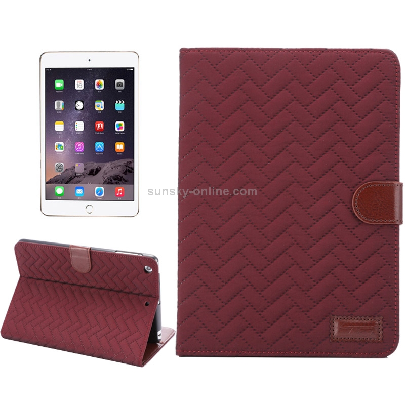 Plaid Texture Leather Case with Holder & Card Slots & Wallet & Sleep Function for iPad Mini3 / Mini 2(Dark Red) Plaid Texture Leather Case with Holder & Card Slots & Wallet & Sleep Function for iPad Mini3 / Mini 2(Dark Red)