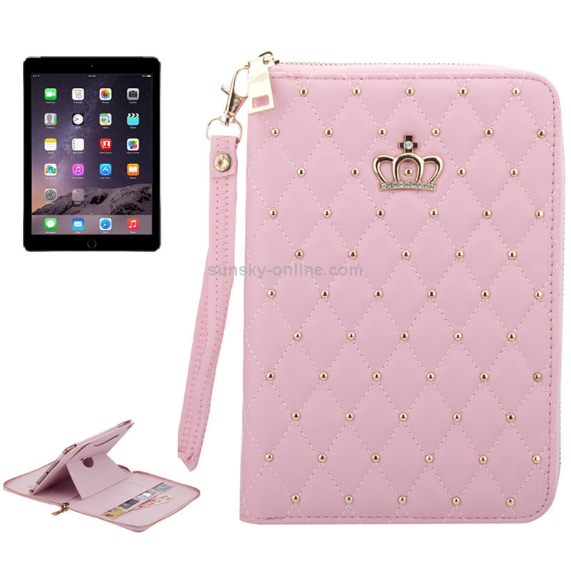Crown Pattern & Diamond Lattice Texture Diamond Encrusted Carry Case with Holder & Card Slots & Wallet & Lanyard for iPad mini 3 / 2 / 1(Pink) Crown Pattern & Diamond Lattice Texture Diamond Encrusted Carry Case with Holder & Card Slots & Wallet & Lanyard for iPad mini 3 / 2 / 1(Pink)