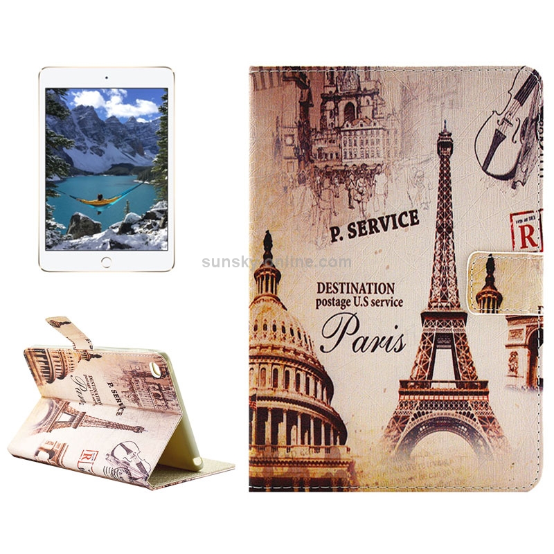 Eiffel Tower Pattern Horizontal Flip Leather Case with Holder for iPad mini 4 Eiffel Tower Pattern Horizontal Flip Leather Case with Holder for iPad mini 4