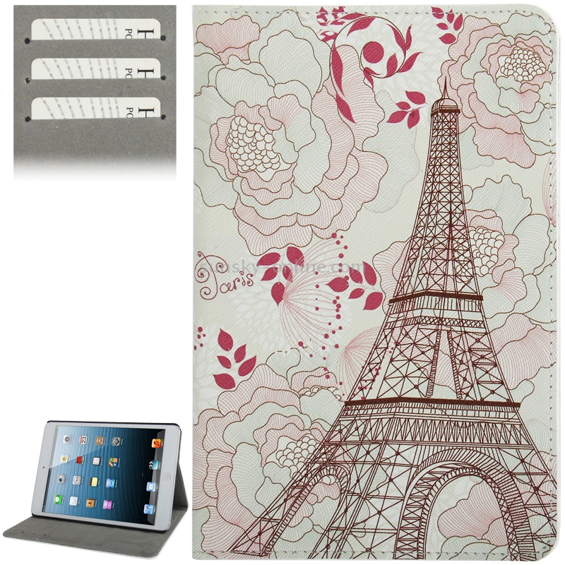 Eiffel Tower Pattern Cross Texture Leather Case with Holder & Credit Card Slots for iPad mini 1 / 2 / 3 Eiffel Tower Pattern Cross Texture Leather Case with Holder & Credit Card Slots for iPad mini 1 / 2 / 3