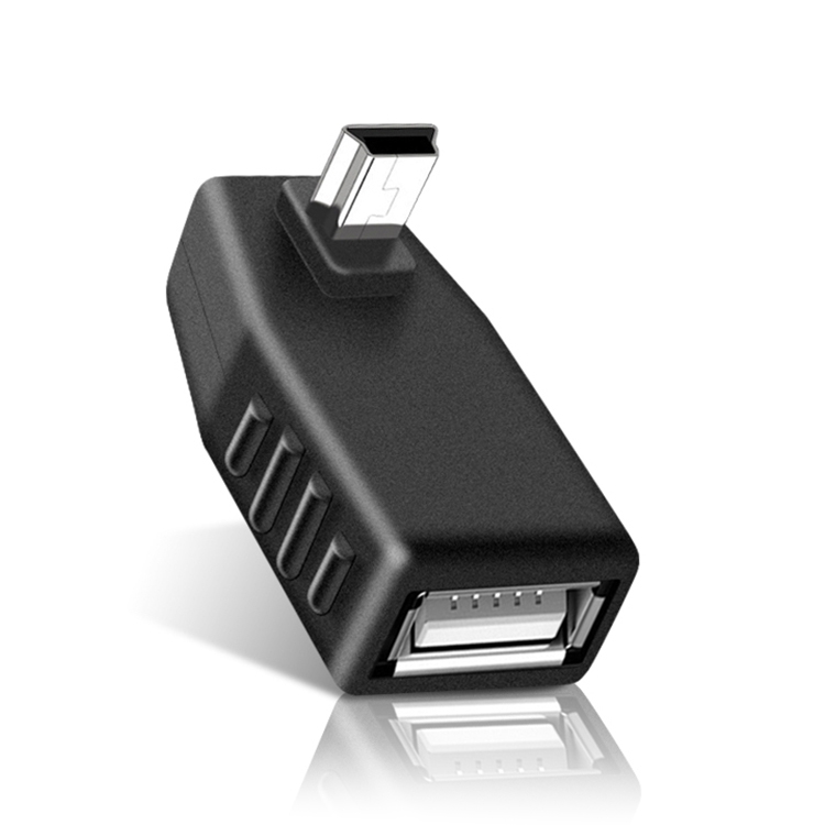 90 Degree Down Angled Mini USB Male to USB 2.0 AF Adapter(Black)