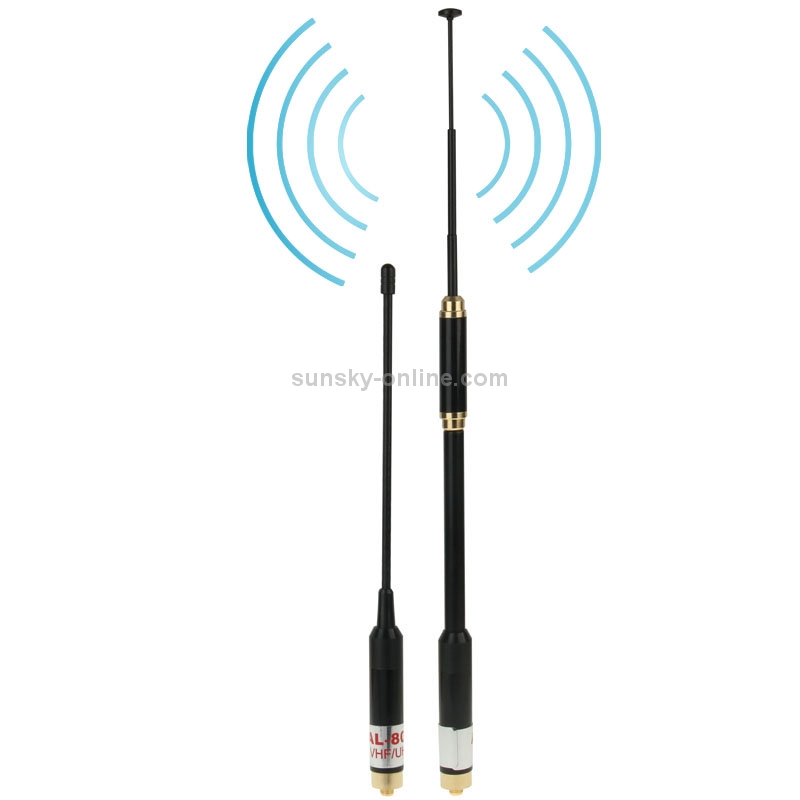 AL-800 Dual Band 144/430MHz High Gain SMA-F Telescopic Handheld Radio Dual Antenna for Walkie Talkie, Antenna Length: 22cm / 86cm