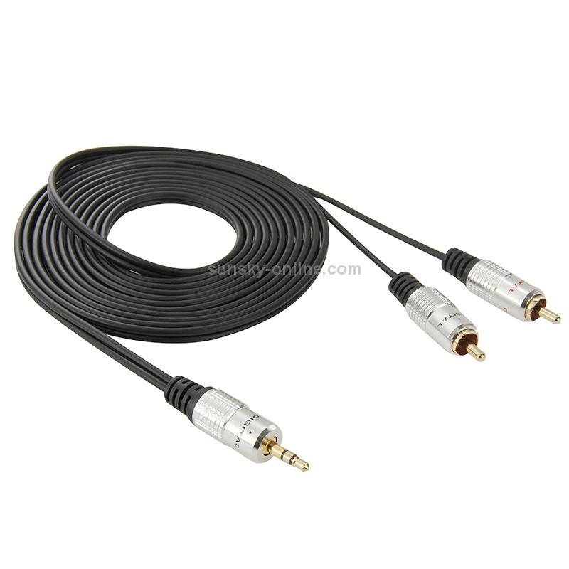 3.5mm Jack Stereo to 2 RCA Male Audio Cable, Length: 3m