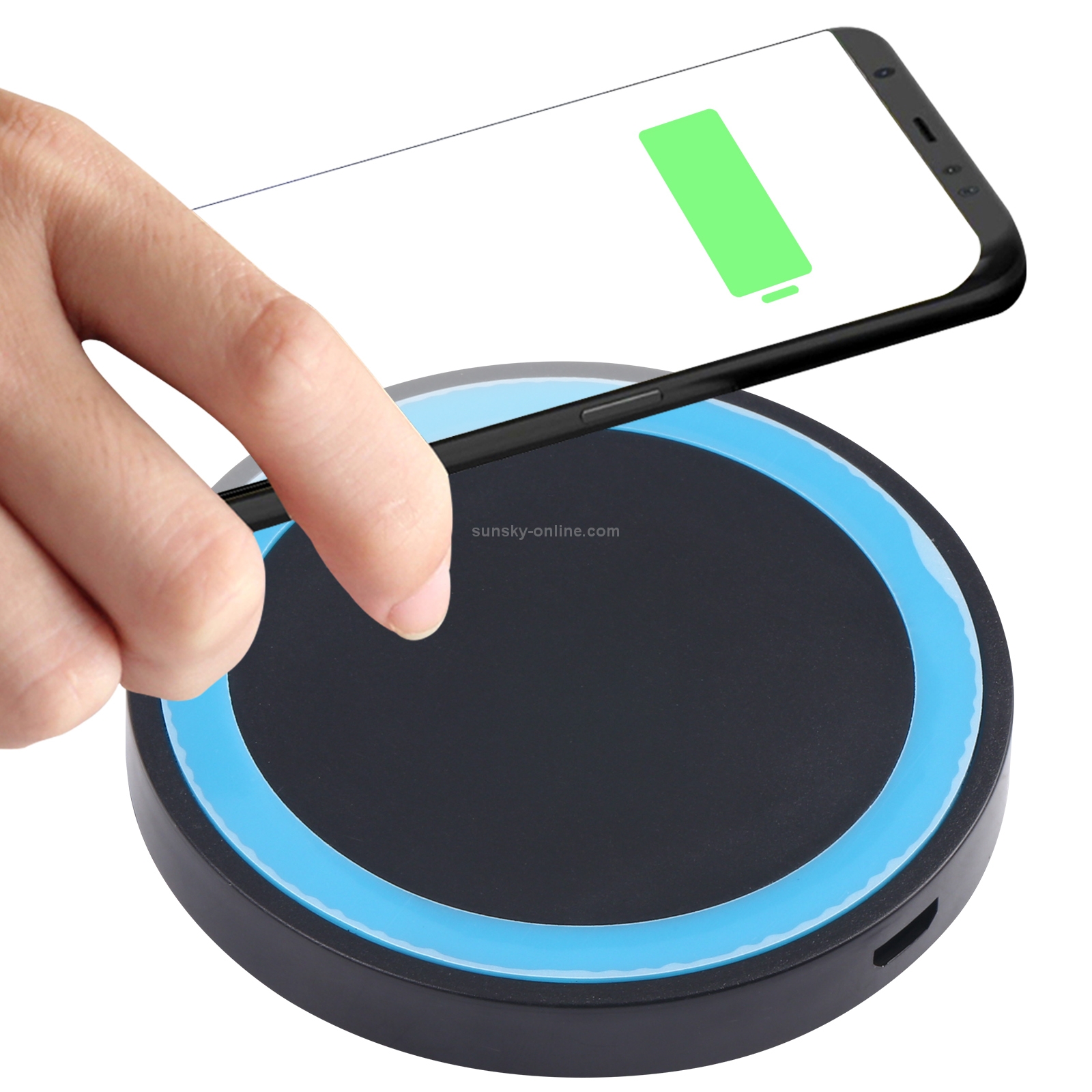 Universal QI Standard Round Wireless Charging Pad (Black + Blue) Universal QI Standard Round Wireless Charging Pad (Black + Blue)