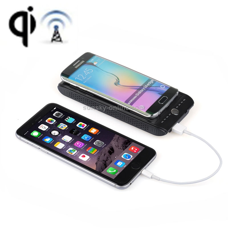 Qi Wireless Charger Transmitter Charging Plate with 6000mA Power Bank Function for iPhone 8 / 8 Plus / X & Nokia Lumia LG iPhone Samsung HTC and Other Mobile Phone(Black) Qi Wireless Charger Transmitter Charging Plate with 6000mA Power Bank Function for iPhone 8 / 8 Plus / X & Nokia Lumia LG iPhone Samsung HTC and Other Mobile Phone(Black)