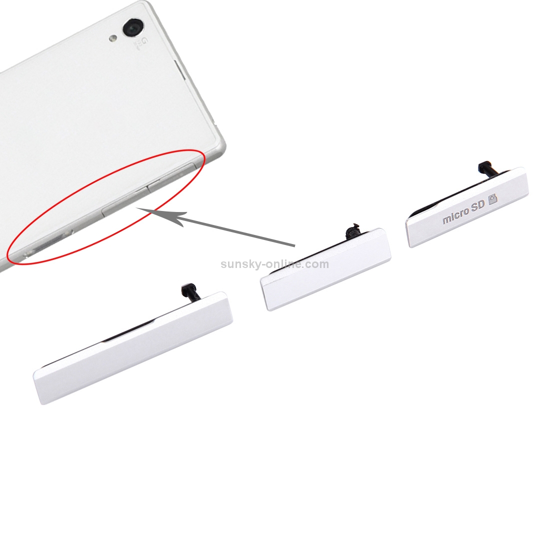 SIM Card Cap + USB Data Charging Port Cover + Micro SD Card Cap Dustproof Block Set for Sony Xperia Z1 / L39h / C6903(White)