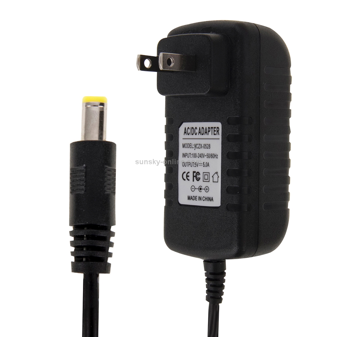 US Plug AC 100-240V to DC 5V 5A Power Adapter, Tips: 5.5 x 2.1mm, Cable Length: about 1.2m(Black)