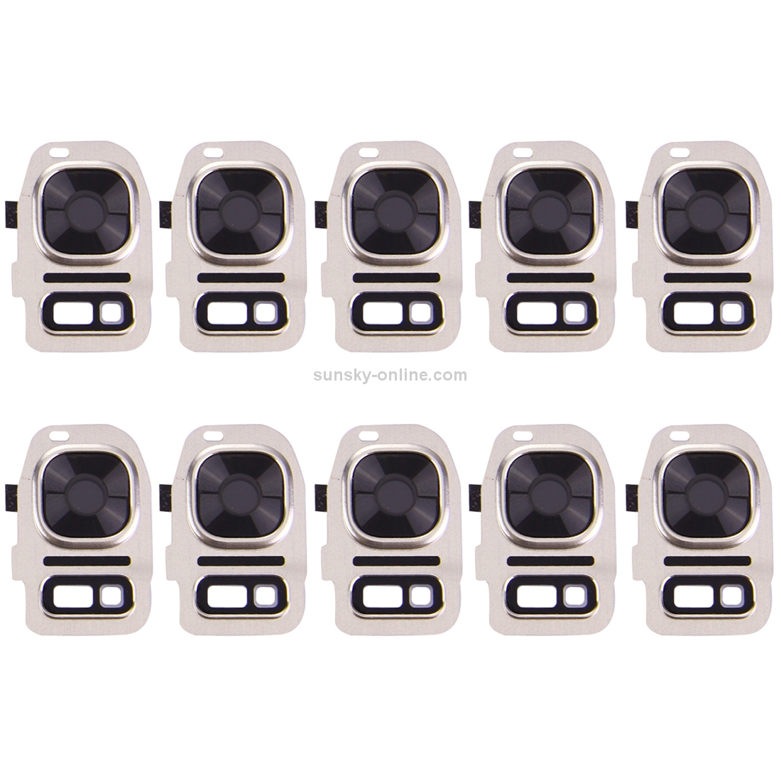 For Galaxy S7 / G930 10pcs Rear Camera Lens Cover + Flashlight Bracker (Gold)