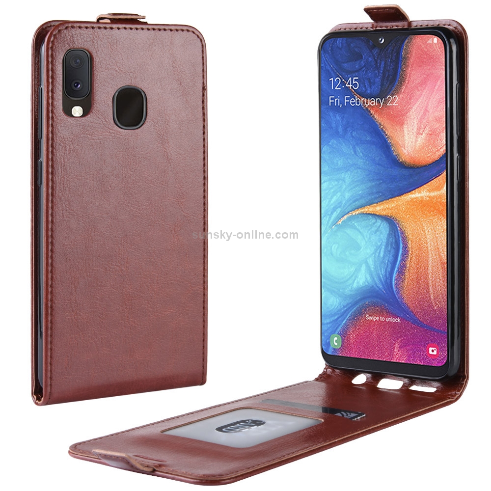 R64 Texture Vertical Flip Leather Case for Galaxy A20e , with Card Slots & Photo Frame (Brown) R64 Texture Vertical Flip Leather Case for Galaxy A20e , with Card Slots & Photo Frame (Brown)