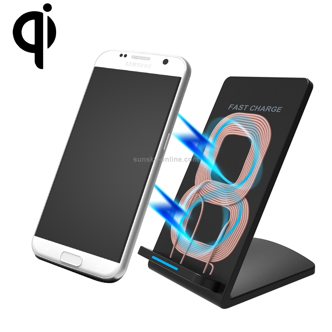 M520 10W (Max) Output 2-Coil Vertical Holder Fast Charging QI Wireless Charger Stand with Indicator M520 10W (Max) Output 2-Coil Vertical Holder Fast Charging QI Wireless Charger Stand with Indicator