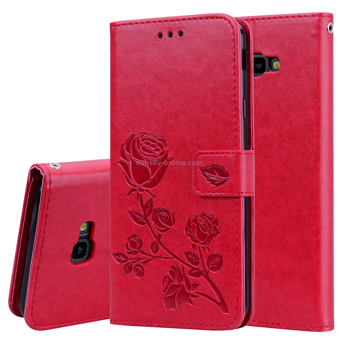 Rose Embossed Horizontal Flip PU Leather Case for Samsung Galaxy J4 Plus, with Holder & Card Slots & Wallet (Red) Rose Embossed Horizontal Flip PU Leather Case for Samsung Galaxy J4 Plus, with Holder & Card Slots & Wallet (Red)