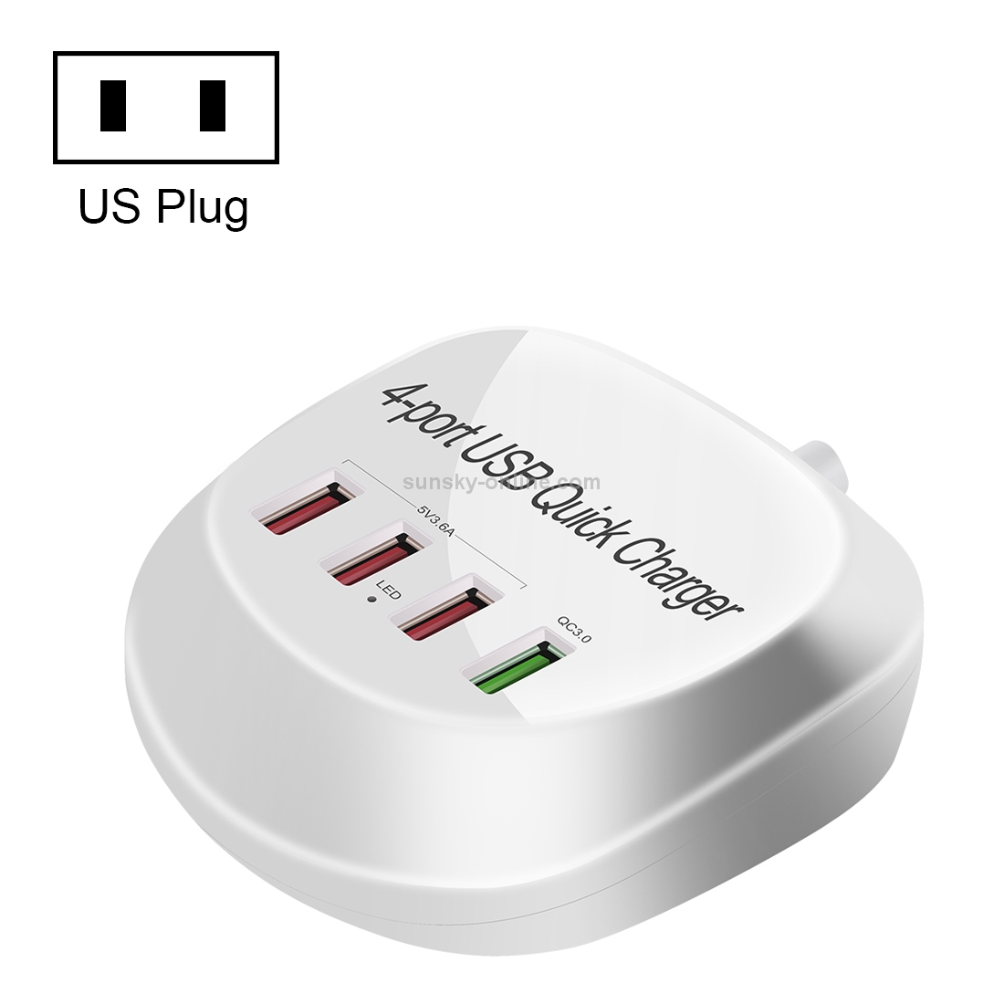 WLX-T3+ 4 Ports Smart Quick Charging USB Travel Charger Power Adapter, US Plug WLX-T3+ 4 Ports Smart Quick Charging USB Travel Charger Power Adapter, US Plug