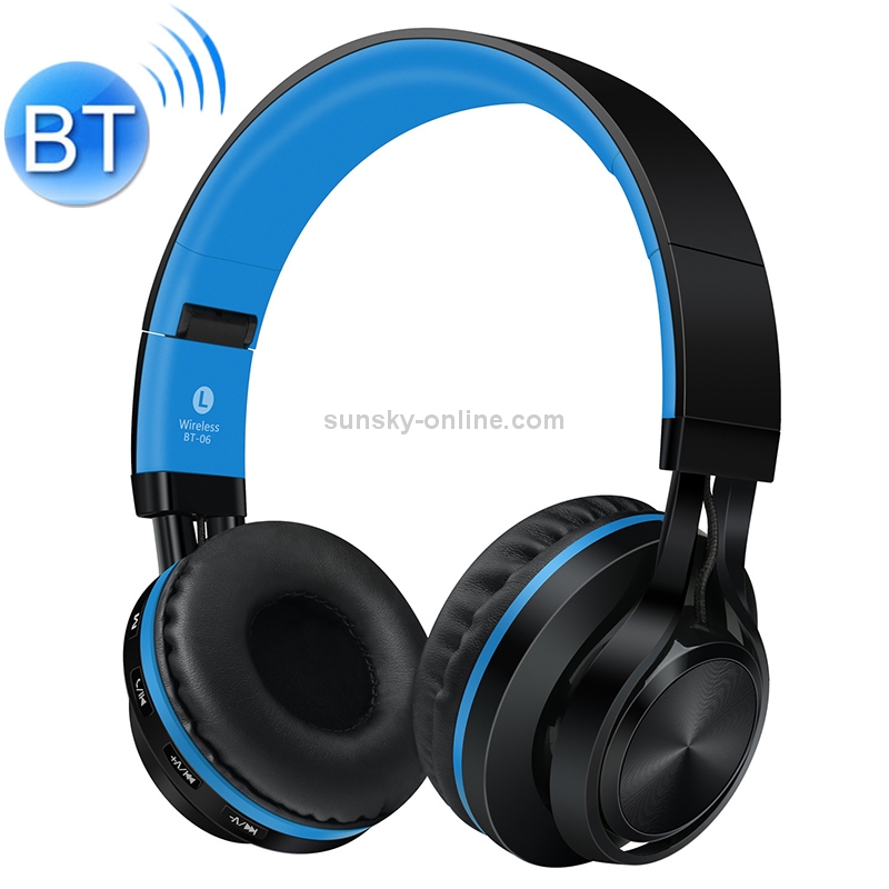 BT-06 Over-Ear Wireless Headphones Adjustable Foldable Bluetooth Headset with Mic(Black Blue) BT-06 Over-Ear Wireless Headphones Adjustable Foldable Bluetooth Headset with Mic(Black Blue)