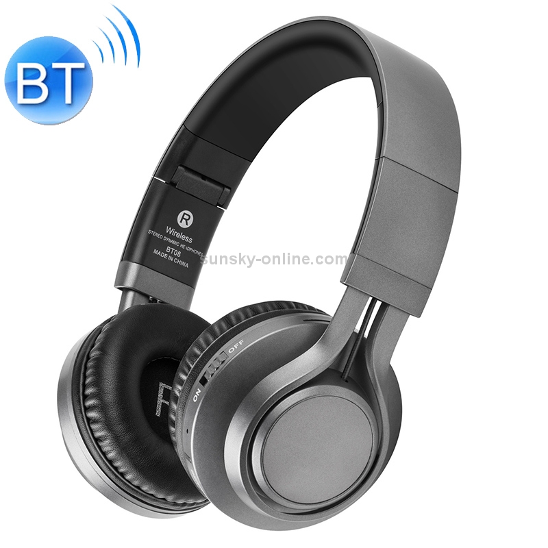 BT-08 Over-Ear Wireless Headphones Adjustable Foldable Bluetooth Headset with Mic(Black Grey) BT-08 Over-Ear Wireless Headphones Adjustable Foldable Bluetooth Headset with Mic(Black Grey)