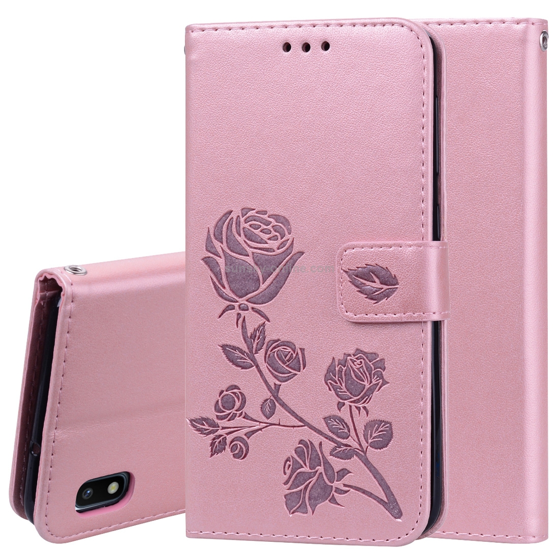 Rose Embossed Horizontal Flip PU Leather Case for Galaxy A10, with Holder & Card Slots & Wallet (Rose Gold) Rose Embossed Horizontal Flip PU Leather Case for Galaxy A10, with Holder & Card Slots & Wallet (Rose Gold)