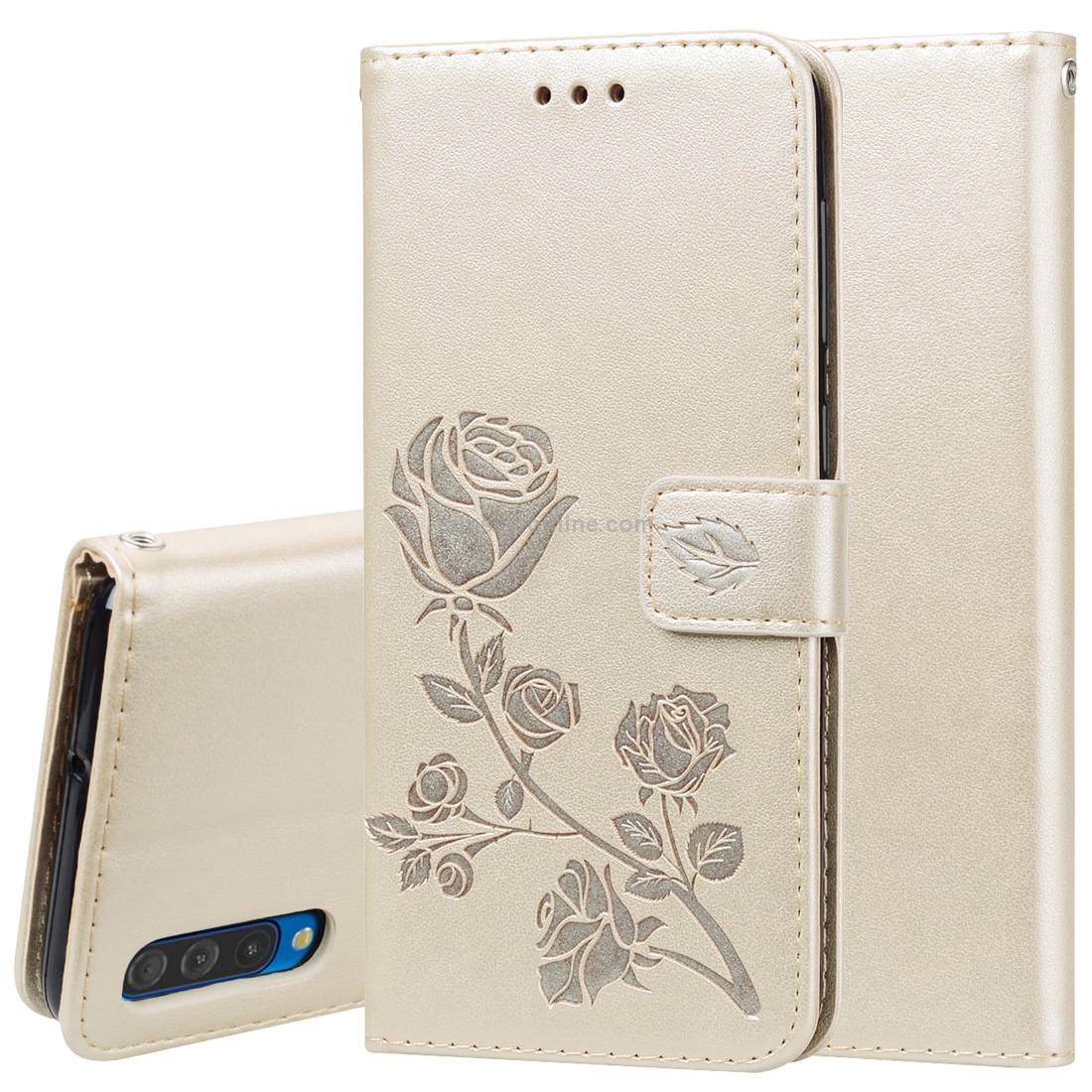 Rose Embossed Horizontal Flip PU Leather Case for Galaxy A50, with Holder & Card Slots & Wallet (Gold) Rose Embossed Horizontal Flip PU Leather Case for Galaxy A50, with Holder & Card Slots & Wallet (Gold)