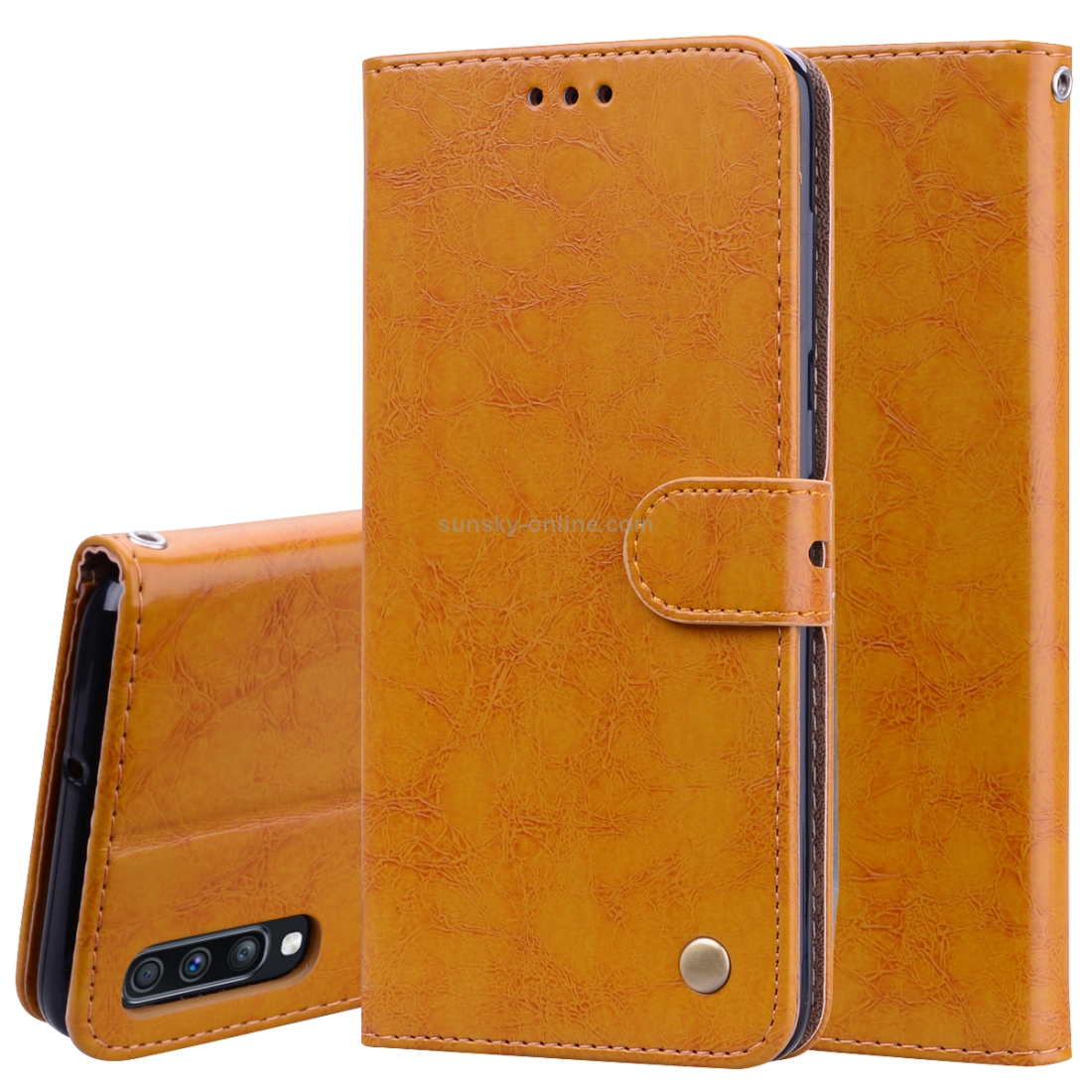 Business Style Oil Wax Texture Horizontal Flip Leather Case for Galaxy A70, with Holder & Card Slots & Wallet (Brown) Business Style Oil Wax Texture Horizontal Flip Leather Case for Galaxy A70, with Holder & Card Slots & Wallet (Brown)