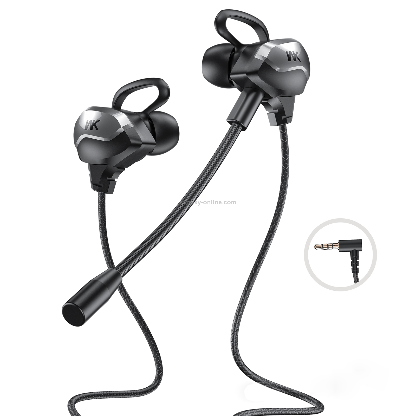 WK ET-Y30 ET Series 3.5mm Elbow In-ear Wired Wire-control Gaming Earphone with Microphone (Black) WK ET-Y30 ET Series 3.5mm Elbow In-ear Wired Wire-control Gaming Earphone with Microphone (Black)