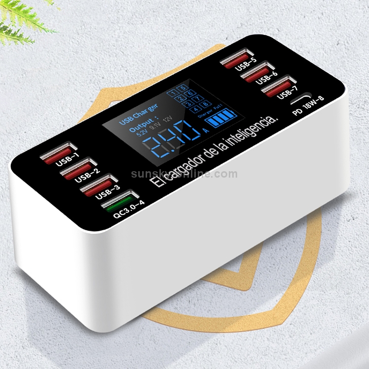 A9P 8 In 1 Multi-function Smart Digital Display Charging Station Socket Holder Stand A9P 8 In 1 Multi-function Smart Digital Display Charging Station Socket Holder Stand