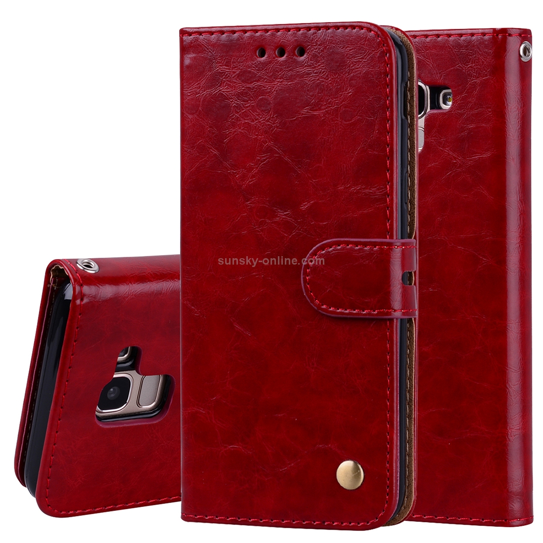 Business Style Oil Wax Texture Horizontal Flip Leather Case for Galaxy J6 (EU Version) (2018), with Holder & Card Slots & Wallet (Red) Business Style Oil Wax Texture Horizontal Flip Leather Case for Galaxy J6 (EU Version) (2018), with Holder & Card Slots & Wallet (Red)