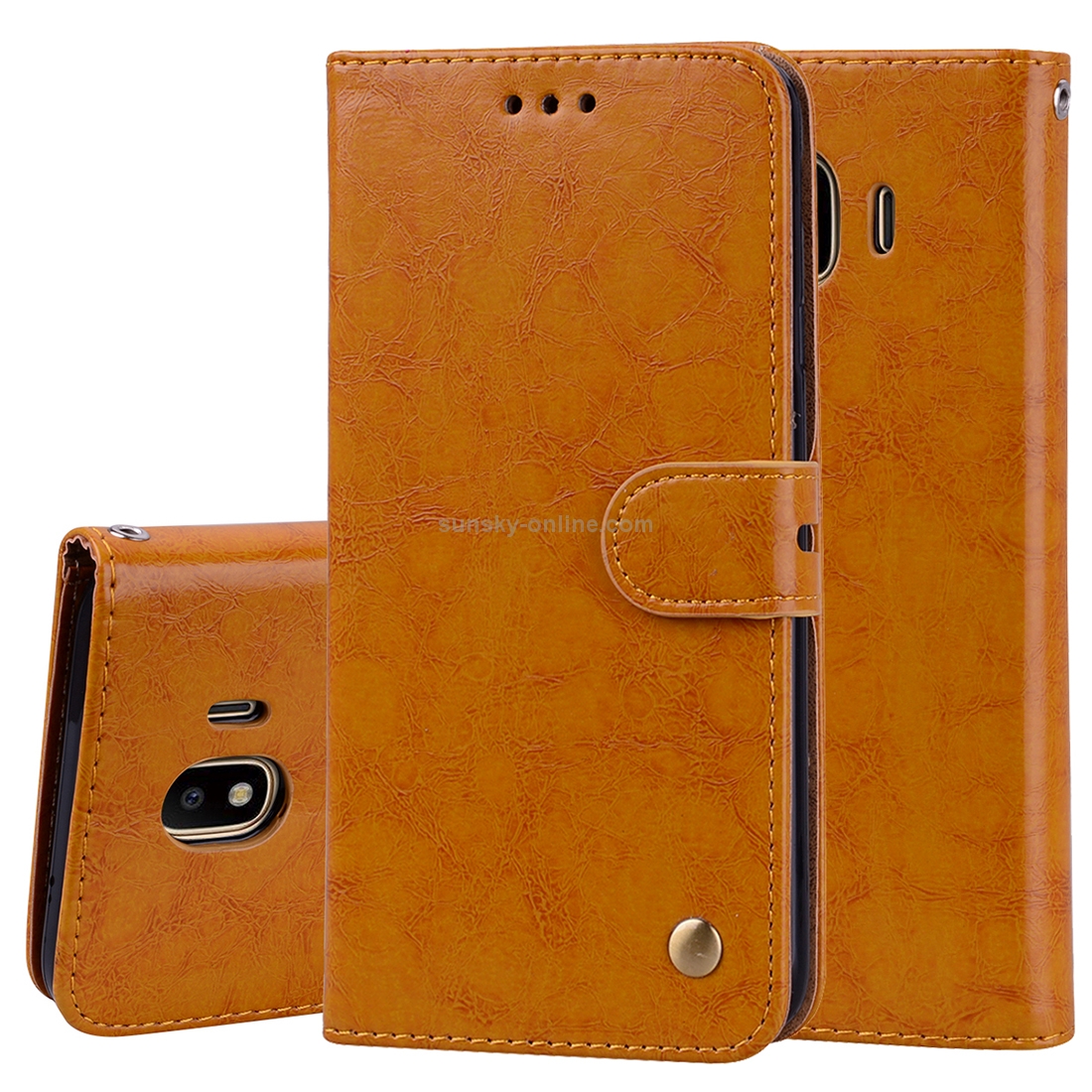 Business Style Oil Wax Texture Horizontal Flip Leather Case for Galaxy J4 (EU Version) (2018), with Holder & Card Slots & Wallet (Brown) Business Style Oil Wax Texture Horizontal Flip Leather Case for Galaxy J4 (EU Version) (2018), with Holder & Card Slots & Wallet (Brown)