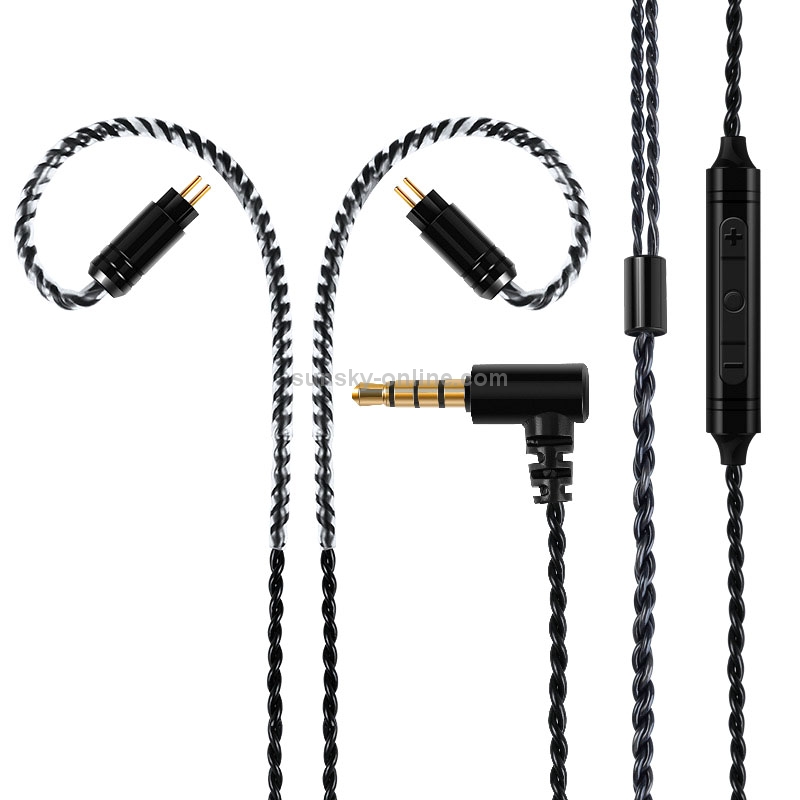 0.78 Double Pin Plug Silver-plated Headphone Wire with Mic(Black) 0.78 Double Pin Plug Silver-plated Headphone Wire with Mic(Black)