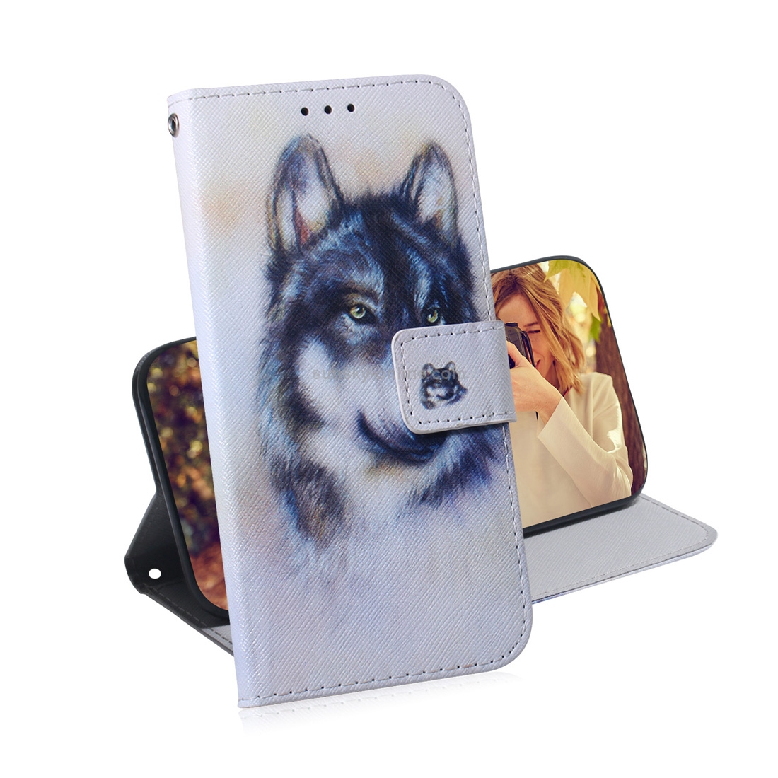 White Wolf Pattern Coloured Drawing Horizontal Flip Leather Case for Galaxy A70, with Holder & Card Slots & Wallet White Wolf Pattern Coloured Drawing Horizontal Flip Leather Case for Galaxy A70, with Holder & Card Slots & Wallet