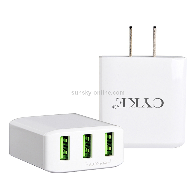 CYKE HKL-USB30 15W 5V 3A 3-Port USB Wall Charger Travel Charger, US Plug CYKE HKL-USB30 15W 5V 3A 3-Port USB Wall Charger Travel Charger, US Plug
