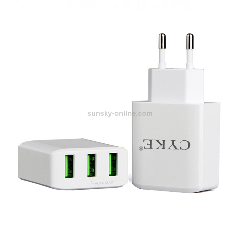 CYKE HKL-USB30 15W 5V 3A 3-Port USB Wall Charger Travel Charger, EU Plug CYKE HKL-USB30 15W 5V 3A 3-Port USB Wall Charger Travel Charger, EU Plug