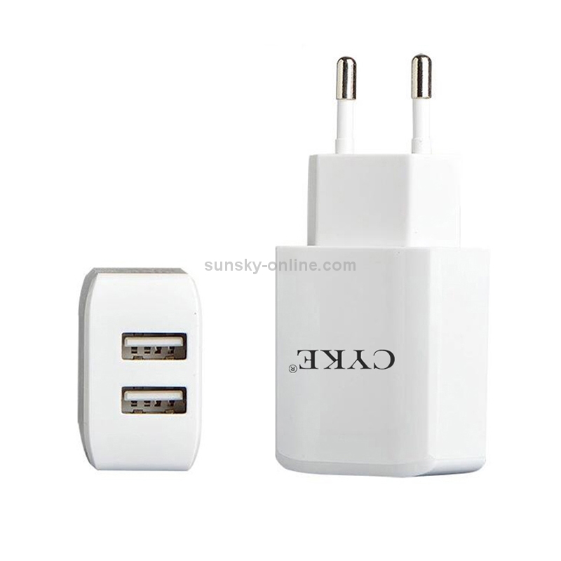 CYKE HKL-USB31 5V 2A Dual USB Wall Charger Travel Charger, EU Plug CYKE HKL-USB31 5V 2A Dual USB Wall Charger Travel Charger, EU Plug