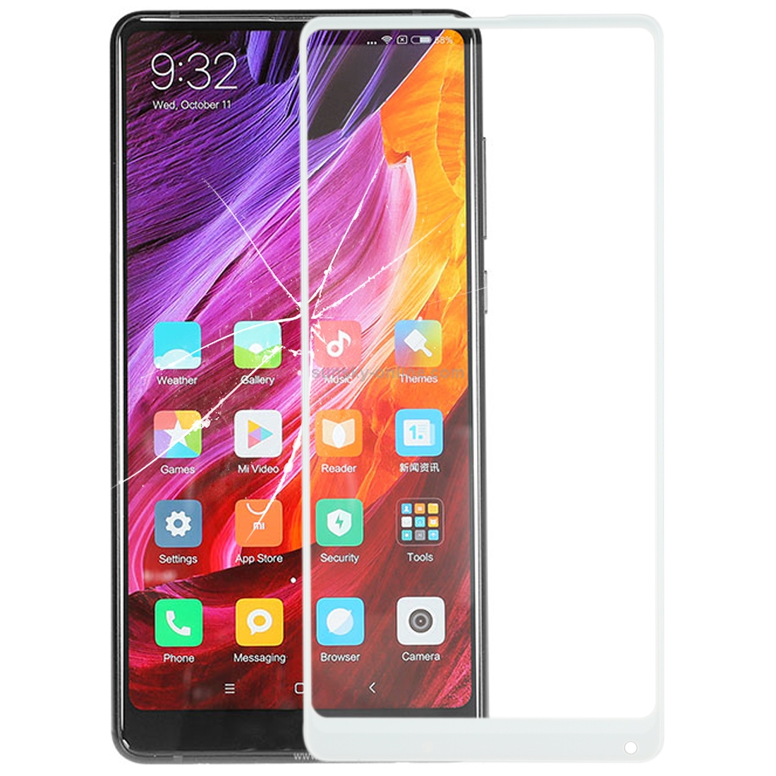 Front Screen Outer Glass Lens for Xiaomi Mi Mix2(White)