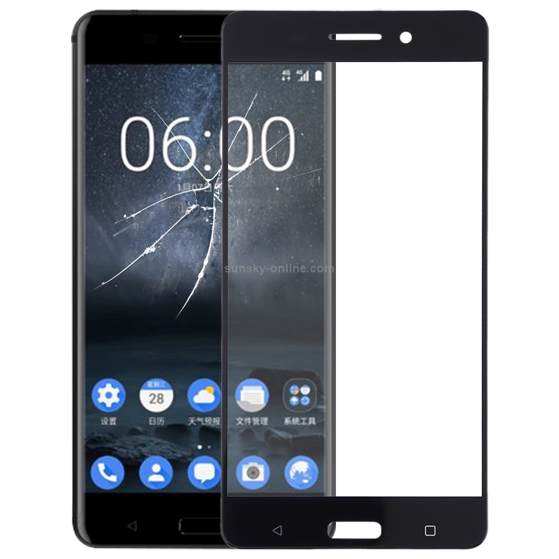 Front Screen Outer Glass Lens for Nokia 6 TA-1000 TA-1003 TA-1021 TA-1025 TA-1033 TA-1039(Black)