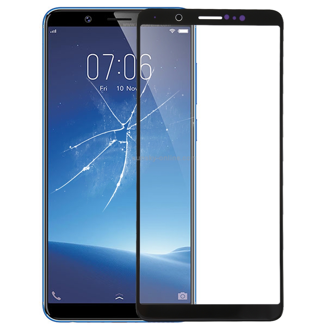 For Vivo Y75 / V7 Front Screen Outer Glass Lens (Black)