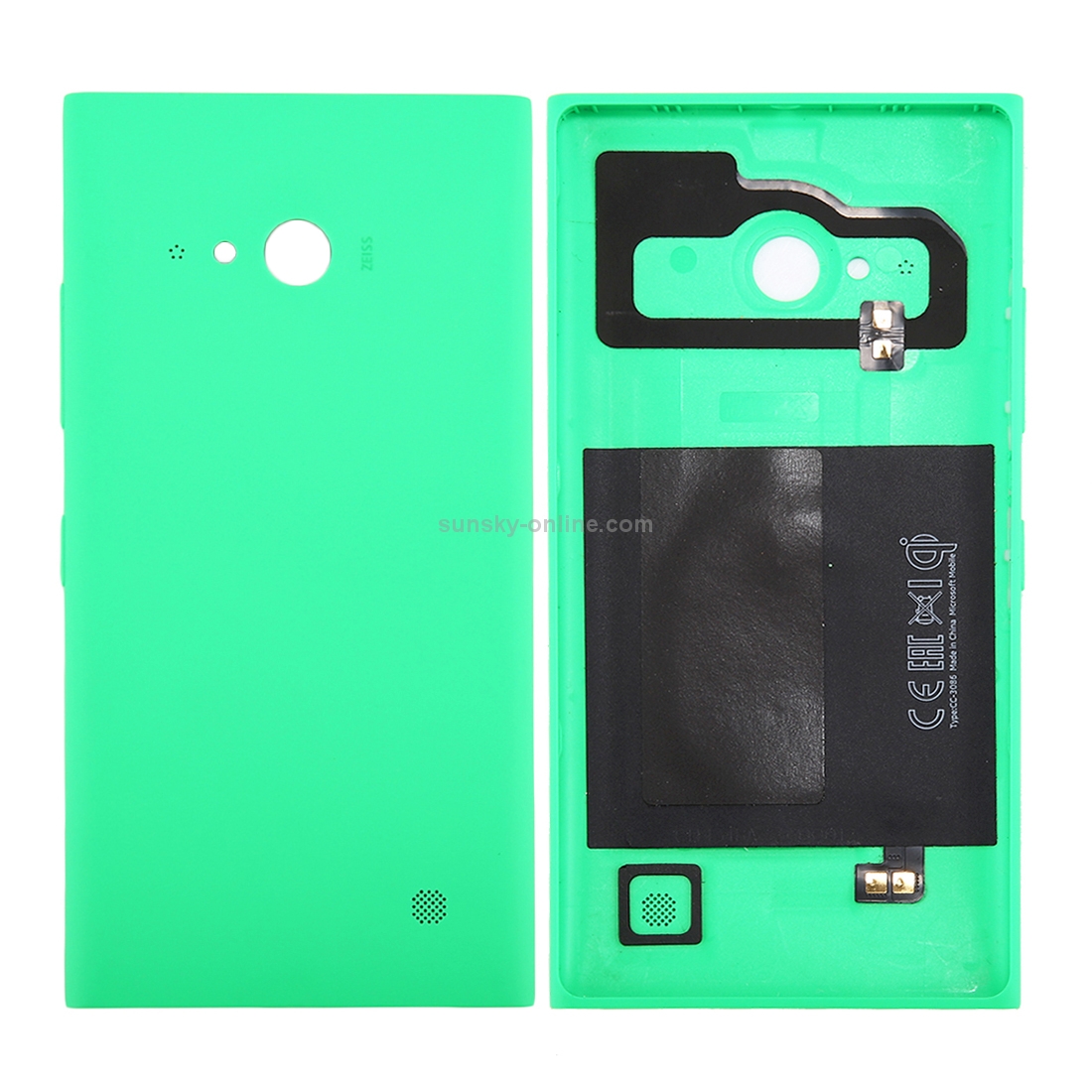 for Nokia Lumia 735 Solid Color NFC Battery Back Cover(Green)