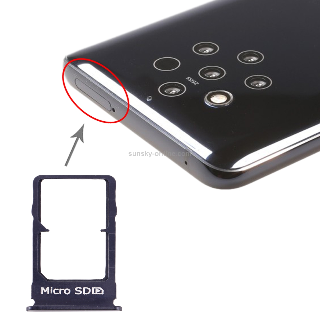 SIM Card Tray + Micro SD Card Tray for Nokia 9 PureView(Blue)