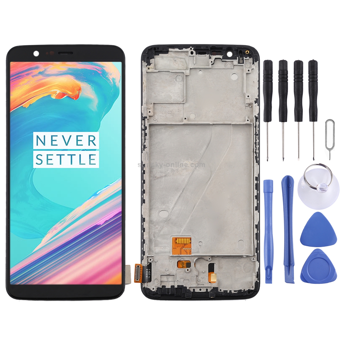 For OnePlus 5T A5010 TFT Material LCD Screen and Digitizer Full Assembly with Frame (Black)