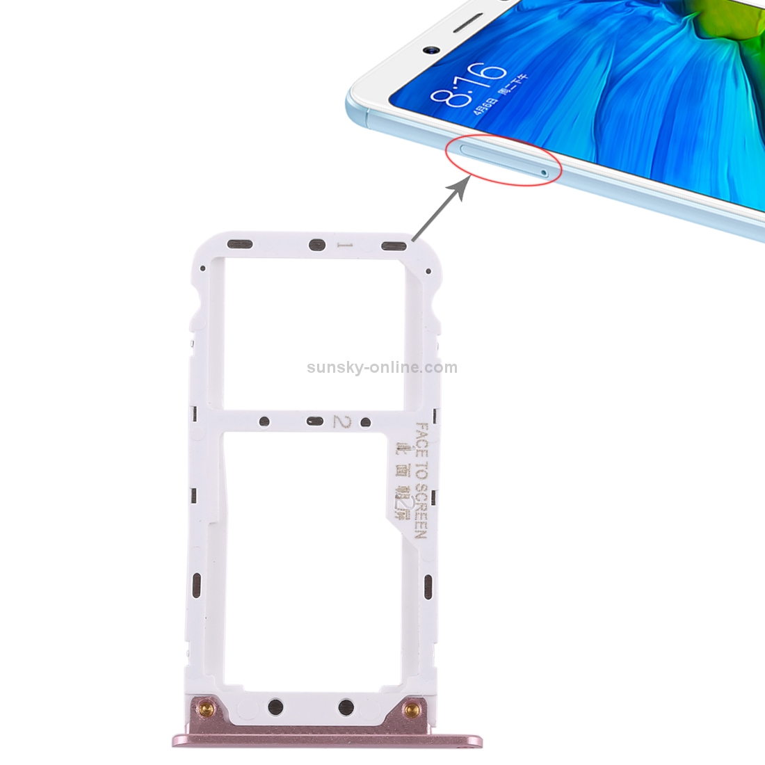 2 SIM Card Tray / Micro SD Card Tray for Xiaomi Redmi Note 5(Rose Gold)