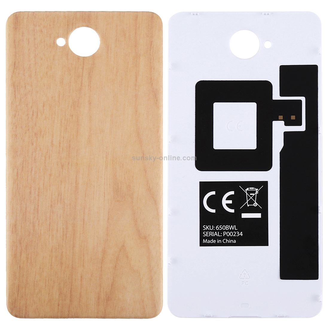 For Microsoft Lumia 650 Wood Texture Battery Back Cover with NFC Sticker