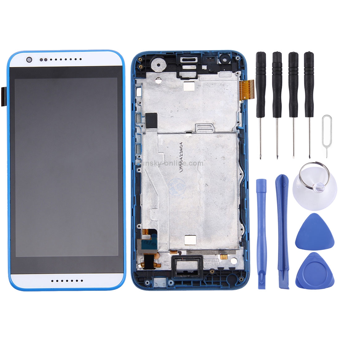 Original LCD Screen for HTC Desire 620  Digitizer Full Assembly with Frame (White + Blue)