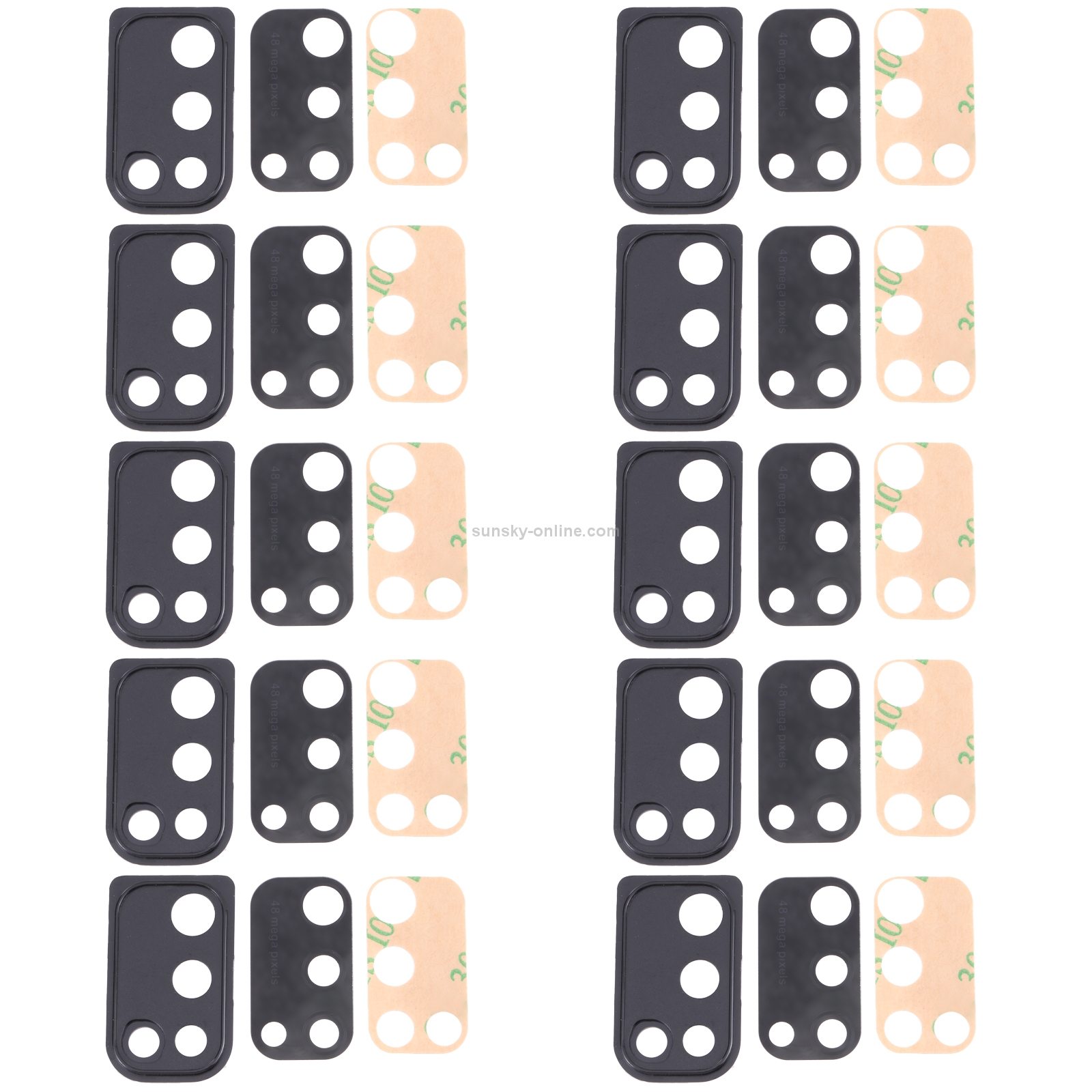 For Samsung Galaxy M21 SM-M215 10pcs Camera Lens Cover (Black)