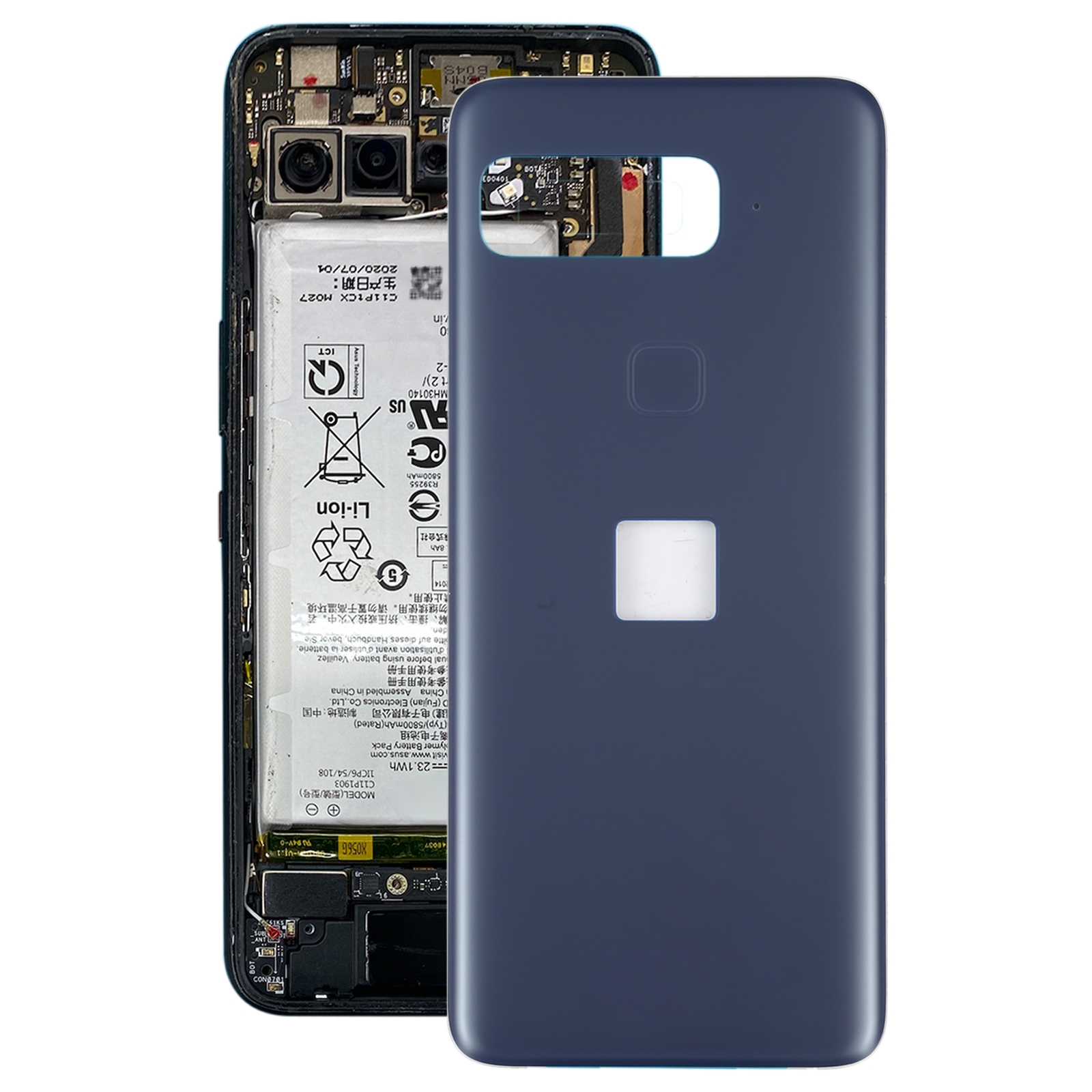 Glass Battery Back Cover for Asus Smartphone for Snapdragon Insiders, Fingerprint Hole(Dark Blue)