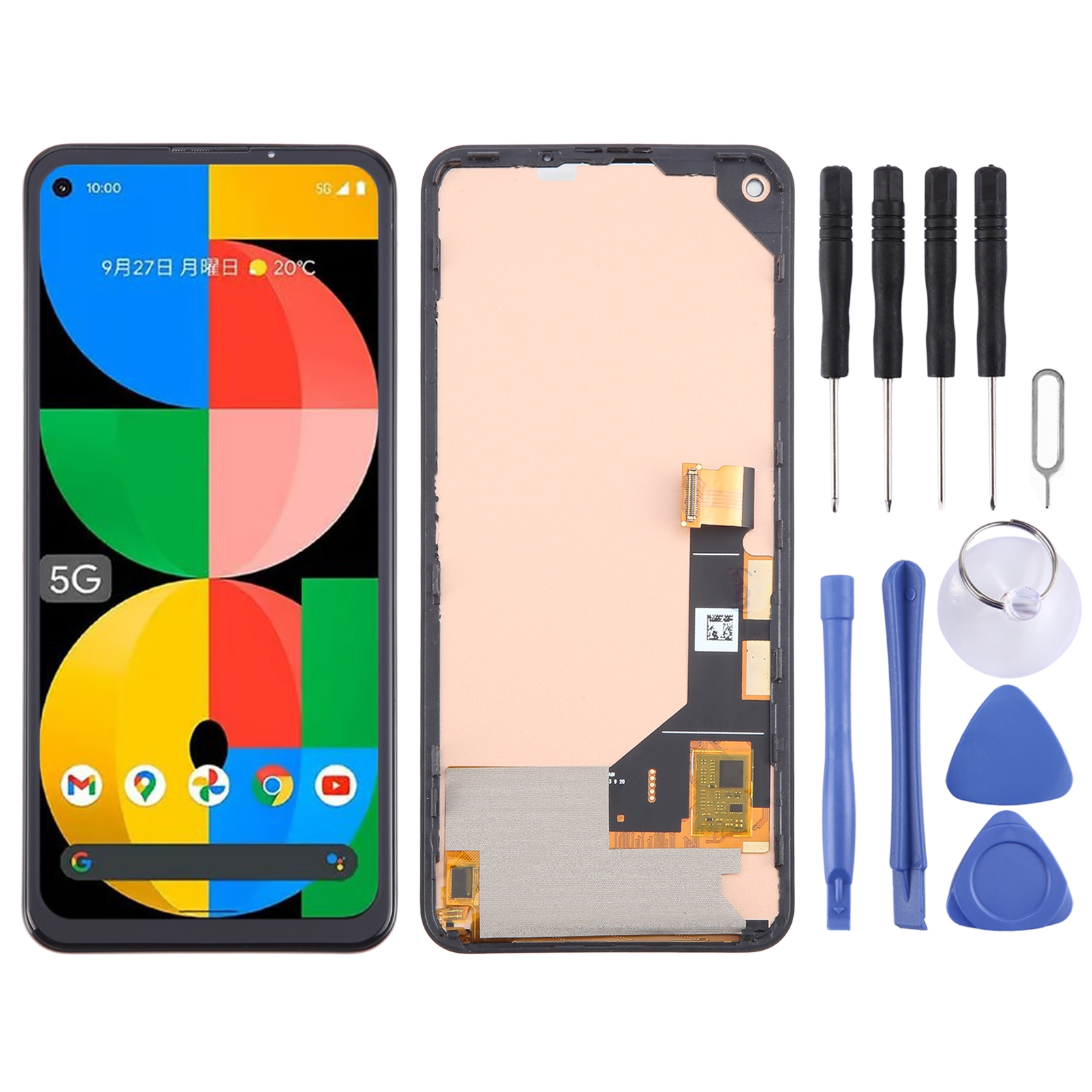 For Google Pixel 5a 5G G1F8F G4S1M TFT LCD Screen with Digitizer Full Assembly, Not Supporting Fingerprint Identification (Black)