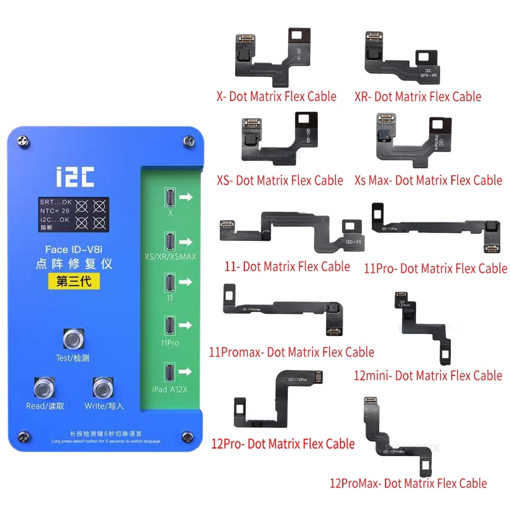 i2C IFace-V8i 3rd Face ID Dot Matrix Projection Repair Programmer With Flex Cable For iPhone X-12 Pro max