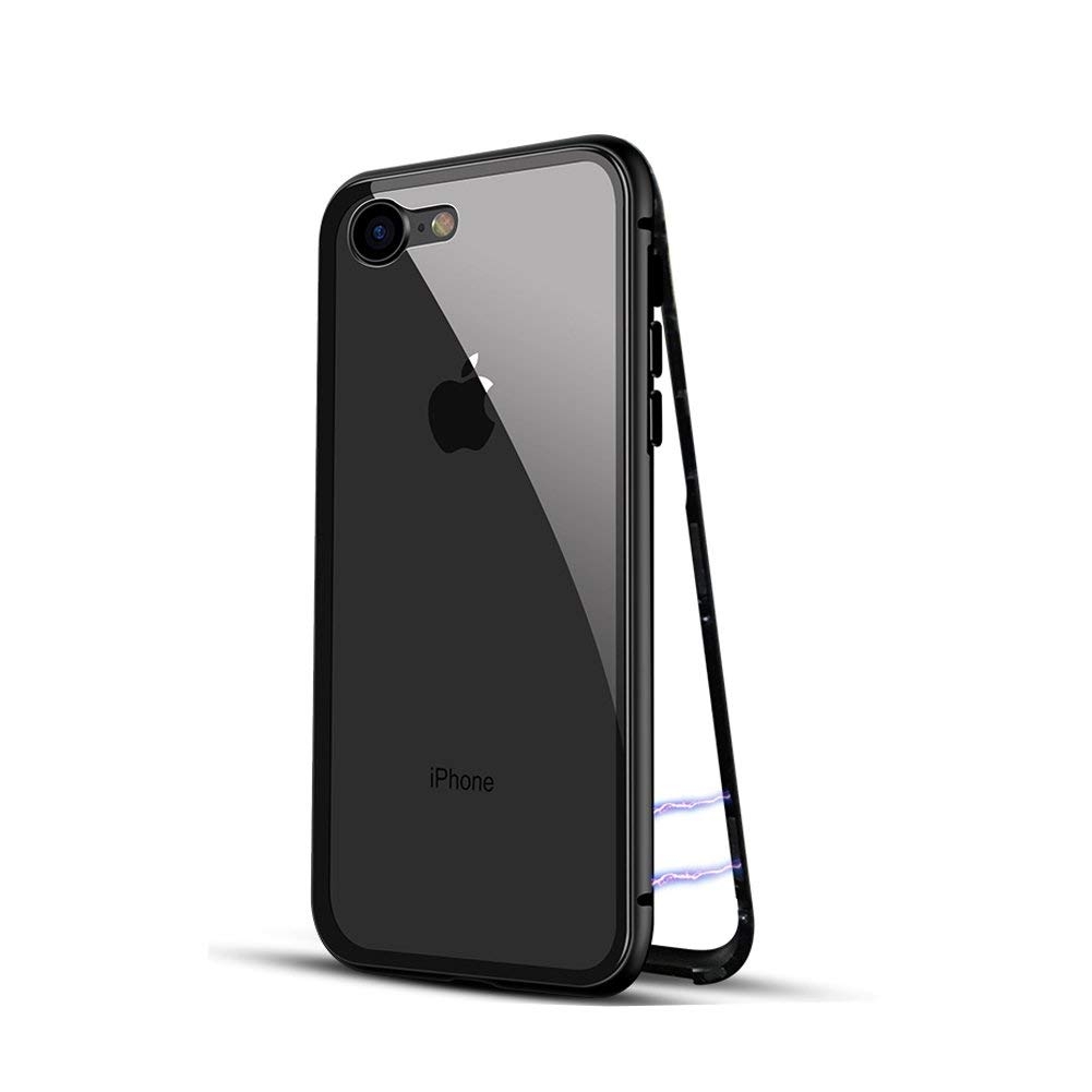 For iPhone SE 2022 / SE 2020 / 8 / 7 Mocolo Magnetic Metal Frame Tempered Glass Case(Black) For iPhone SE 2022 / SE 2020 / 8 / 7 Mocolo Magnetic Metal Frame Tempered Glass Case(Black)