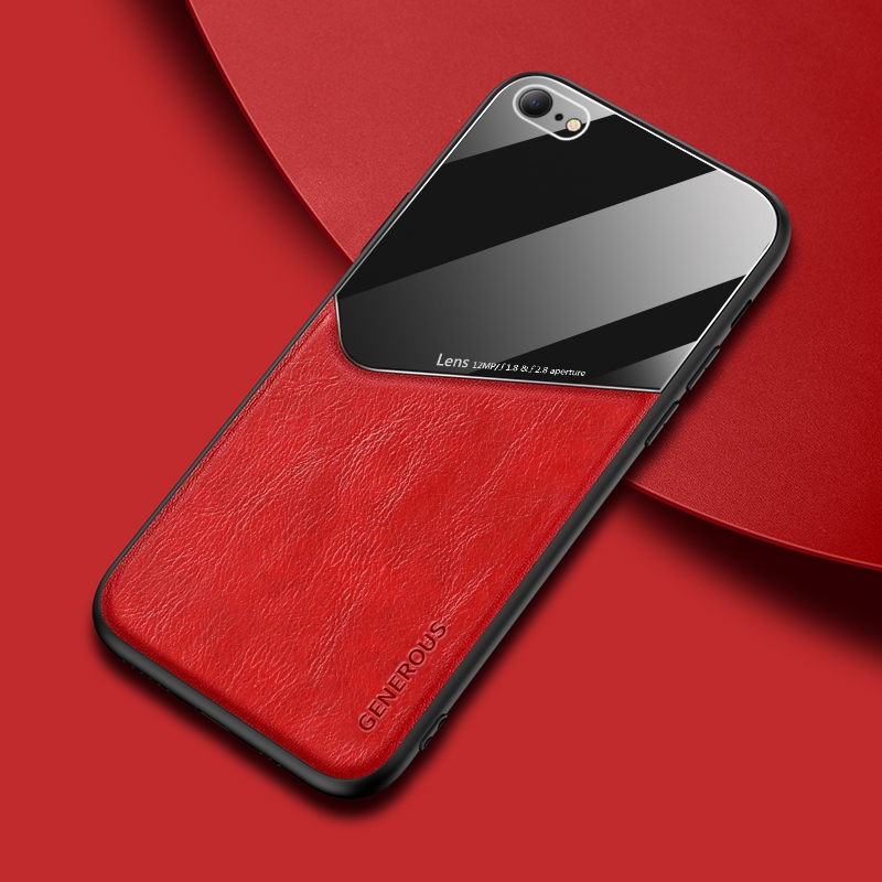For iPhone SE 2022 / SE 2020 / 8 / 7 All-inclusive Leather + Organic Glass Phone Case With Metal Iron Sheet(Red) For iPhone SE 2022 / SE 2020 / 8 / 7 All-inclusive Leather + Organic Glass Phone Case With Metal Iron Sheet(Red)