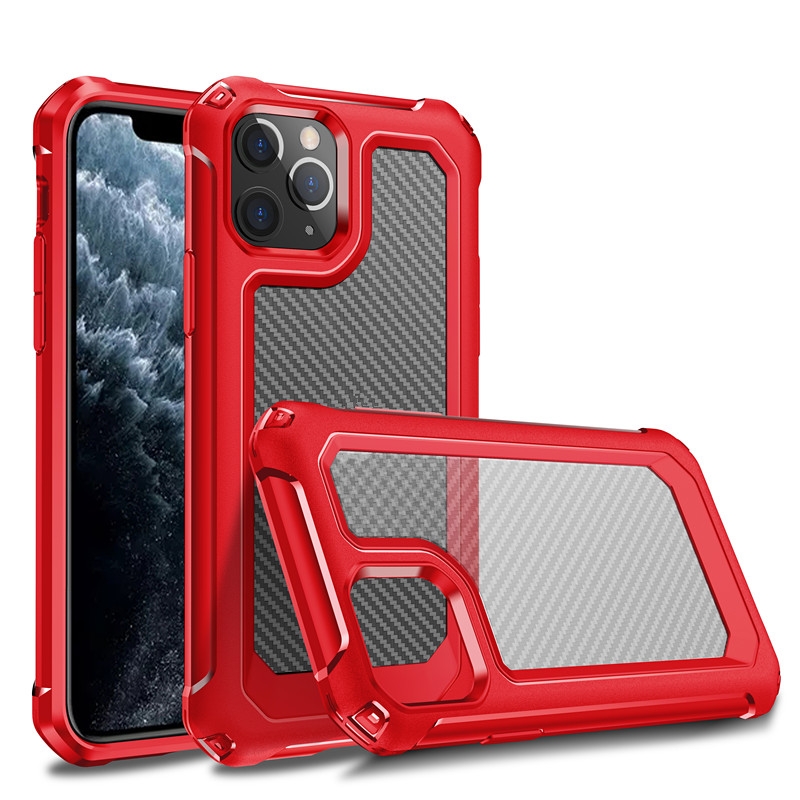 For iPhone 11 Pro Transparent Carbon Fiber Texture Rugged Full Body TPU+PC Scratch-Resistant Shockproof Case(Red) For iPhone 11 Pro Transparent Carbon Fiber Texture Rugged Full Body TPU+PC Scratch-Resistant Shockproof Case(Red)