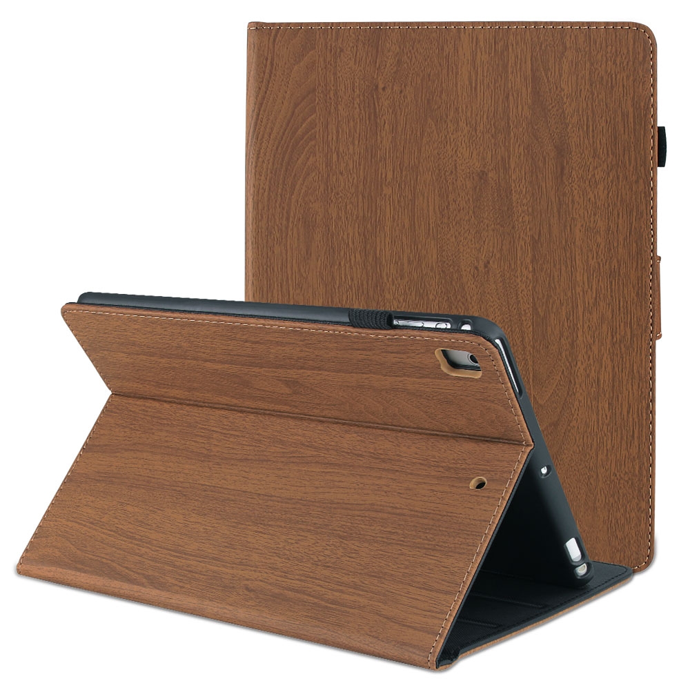 For iPad 9.7 inch 2017 / 2018 Wood Grain PU Leather + TPU Soft Bottom Case with Holder & Sleep / Wake-up Function(Dark Brown) For iPad 9.7 inch 2017 / 2018 Wood Grain PU Leather + TPU Soft Bottom Case with Holder & Sleep / Wake-up Function(Dark Brown)