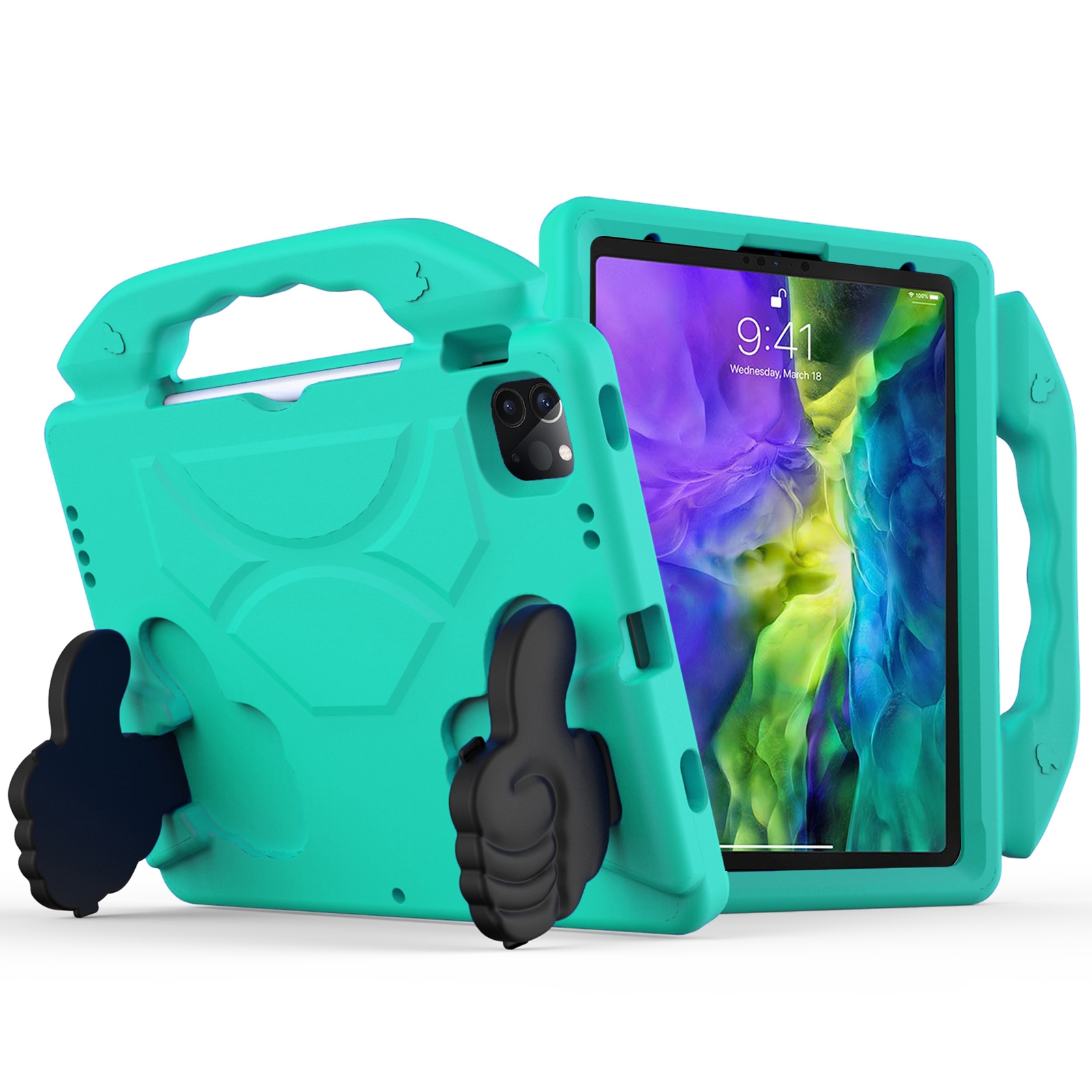 For iPad Pro 11 2020 EVA Shockproof Tablet Case with Thumb Bracket (Glacier Green) For iPad Pro 11 2020 EVA Shockproof Tablet Case with Thumb Bracket (Glacier Green)